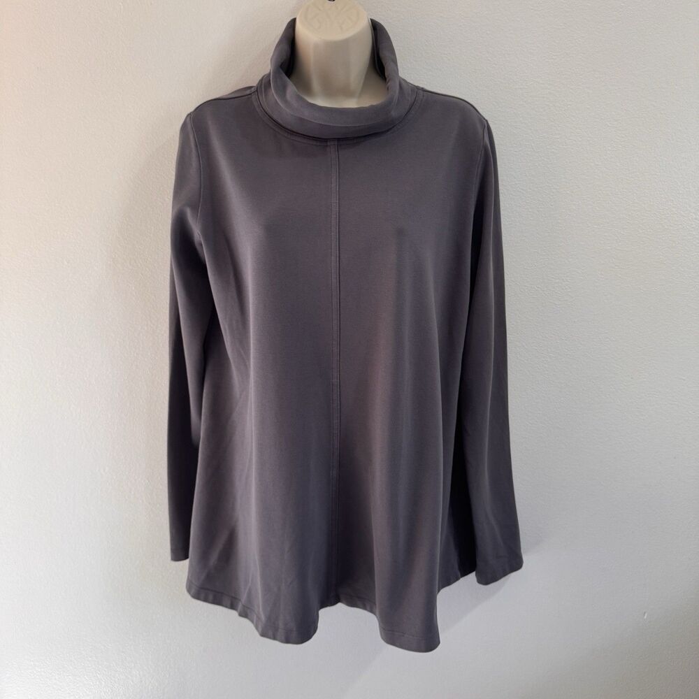 North Star Base Cowl Neck Sweater Sweatshirt M Dark Gray Cotton Comfy Tunic USA